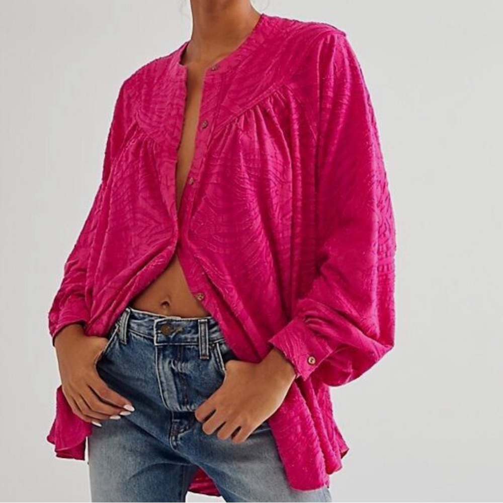 Free People oversized hot pink tunic. Like new